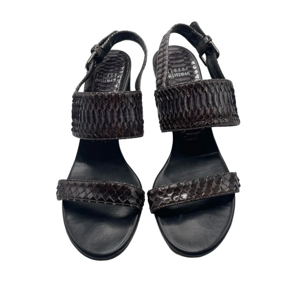 Stuart Weitzman Heels‎ Women's 8 US Snakeskin Slingback Sandals Strap Vintage - Picture 3 of 13
